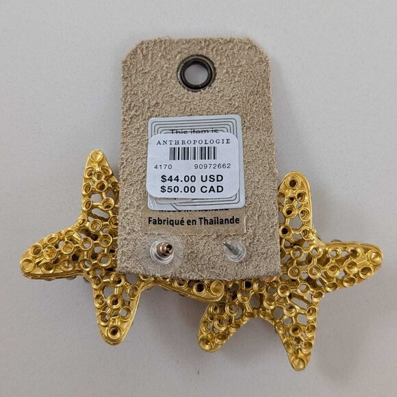 NEW Anthropologie Crystal Starfish Post Earrings - Picture 2 of 2